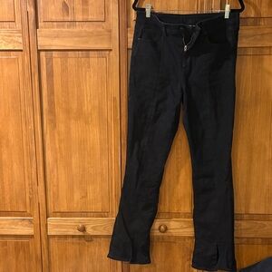 American Eagle Outfitters Black Straight Leg Jeans Flare Mini Slit Size 12